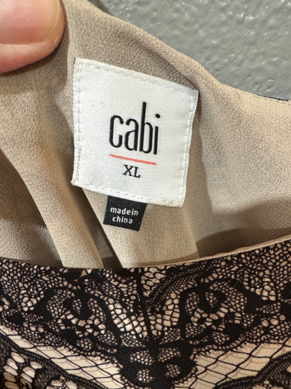 CAbi Black and Cream Lace-Patterned Camisole - Picture 2 of 4